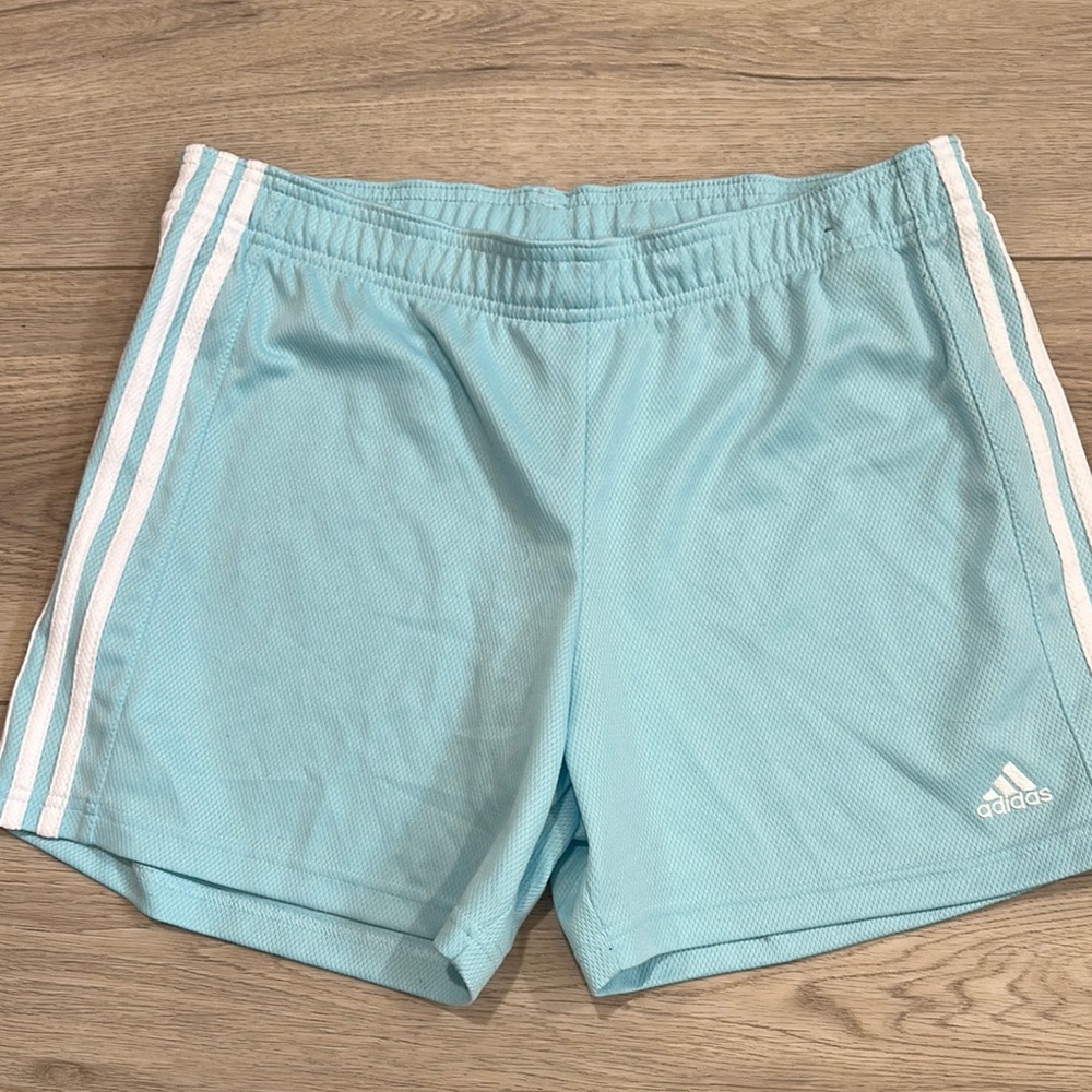 Adidas Sky Blue Shorts with White Stripes